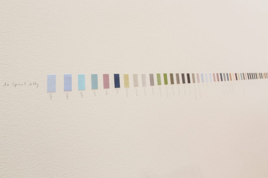 Spencer Finch, Great Salt Lake and Vicinity, 2017, 1,132 ready-made Pantone chips and pencil, commissioned by the Utah Museum of Fine Arts. UMFA photo.