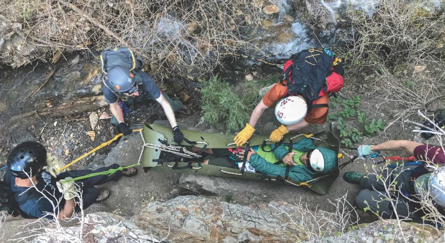 A Salt Lake County search and rescue training exercise; often times, the victim must be carried out of hard to navigate terrain